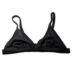 Xhilaration Black Ribbed Bikini Top Juniors Small Triangle‎ Top Knit Swimsuit